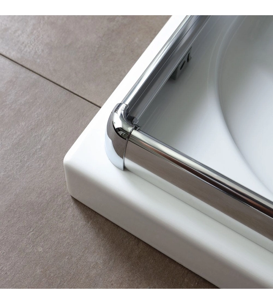 Box doccia rettangolare "Terra" in alluminio cromato 70x100x185 cm