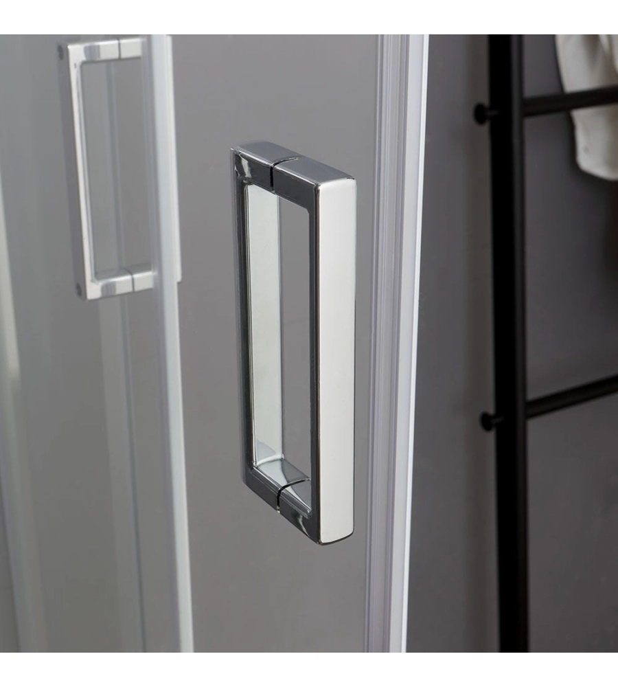 Box doccia rettangolare "Terra" in alluminio cromato 70x100x185 cm