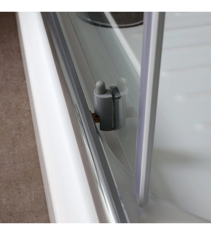 Box doccia rettangolare "Terra" in alluminio cromato 70x100x185 cm