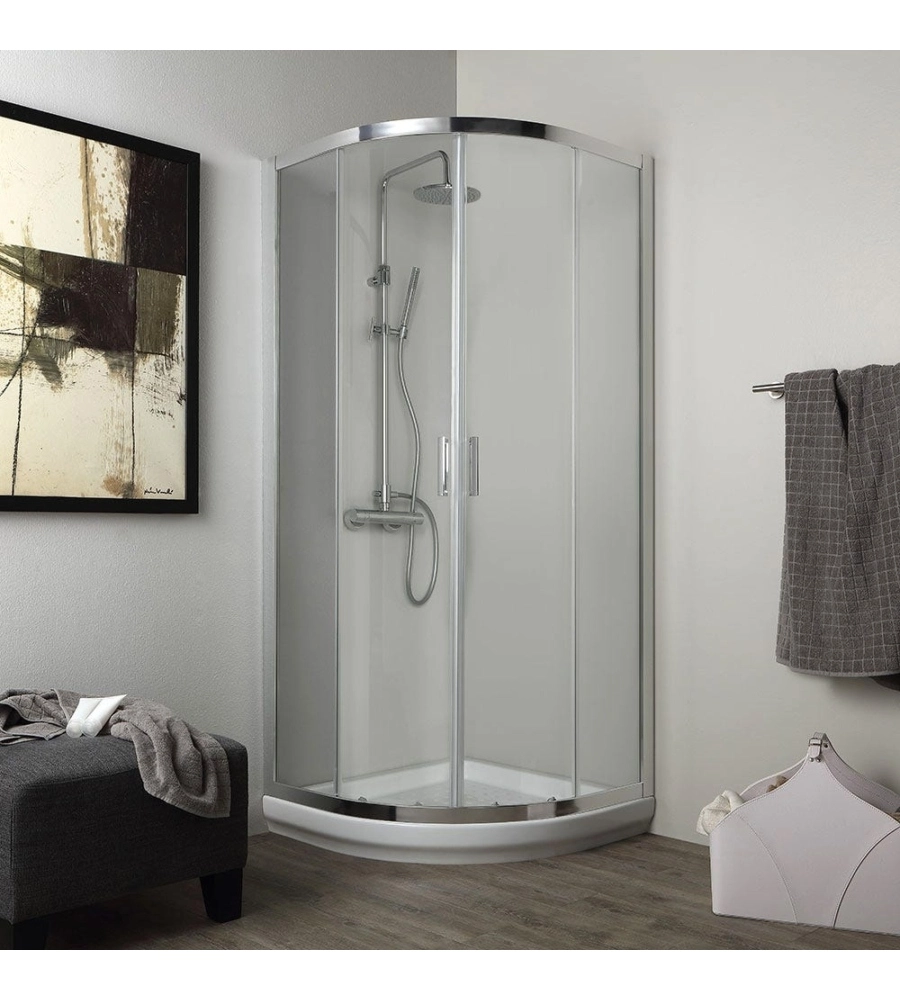 Box doccia quadrato "Terra" in alluminio cromato 80x80185 cm