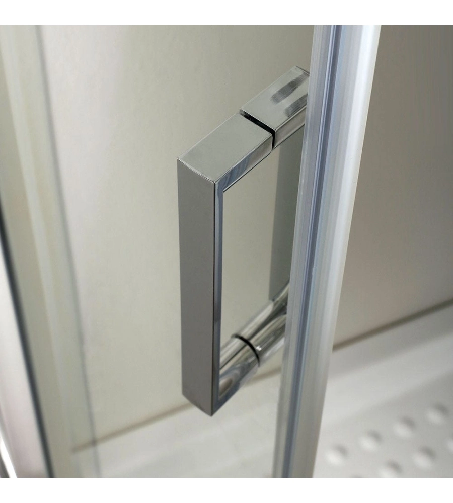 Box doccia quadrato "Terra" in alluminio cromato 80x80185 cm