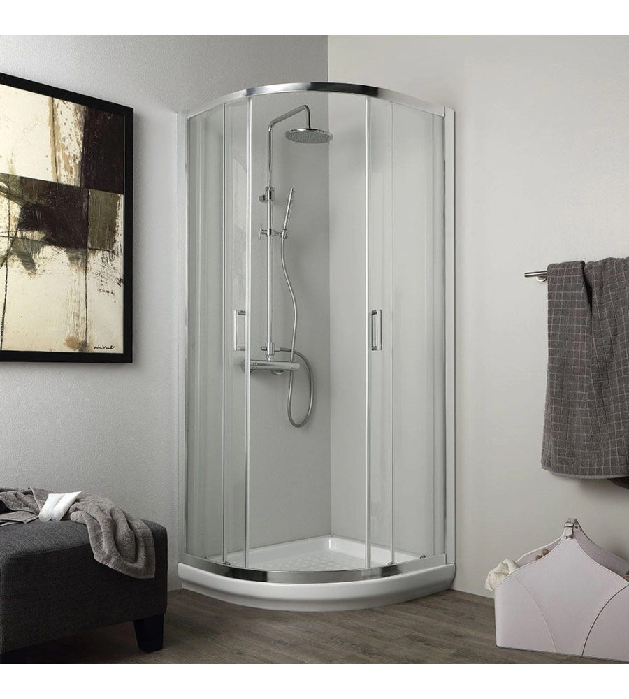 Box doccia quadrato "Terra" in alluminio cromato 80x80185 cm