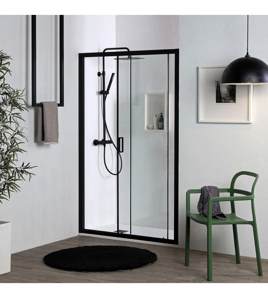 Porta doccia per nicchia "Luna" nero opaco 140x190 cm