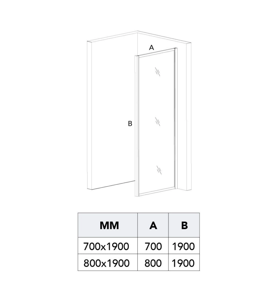 Parete fissa per box doccia "Luna" nero opaco 70x190 cm