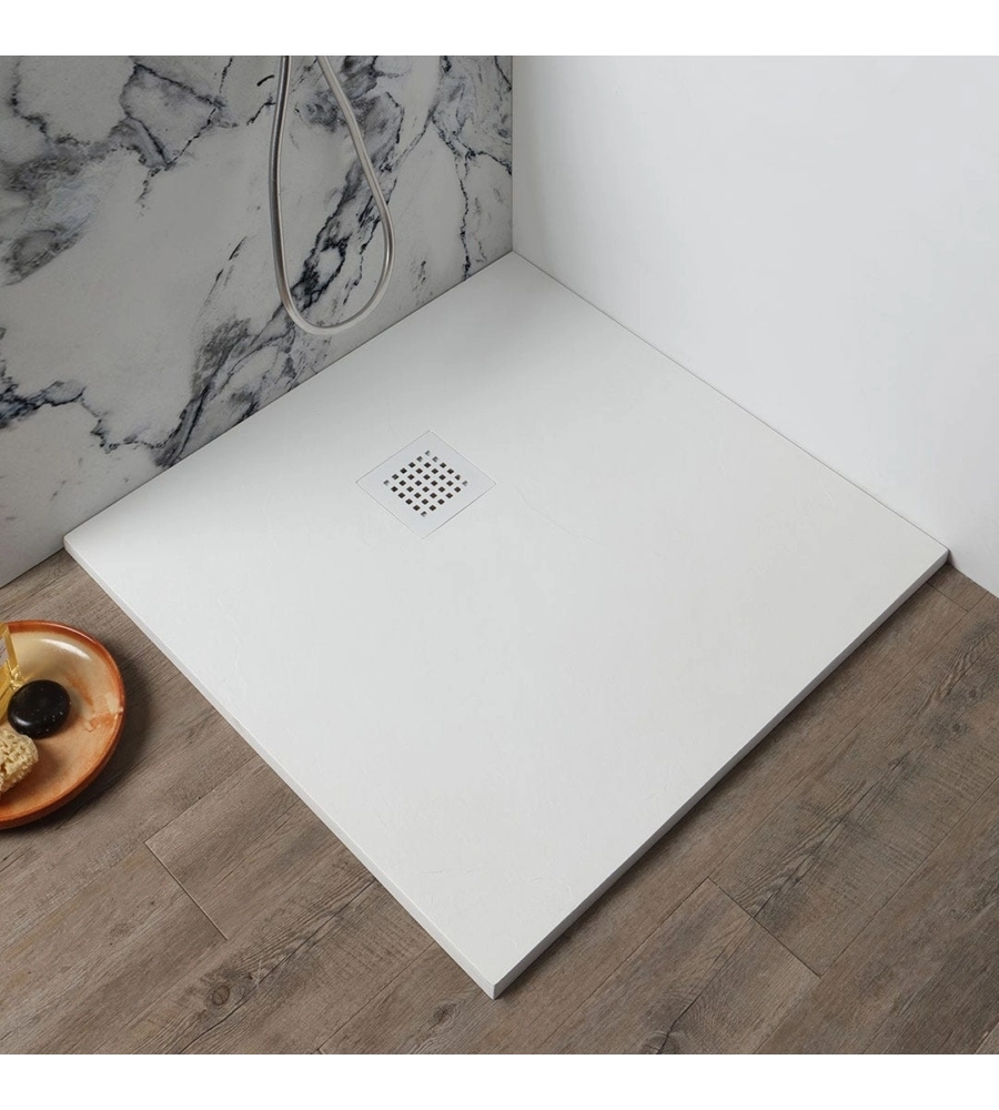 Piatto doccia quadrato in resina bianco opaco 80x80 cm