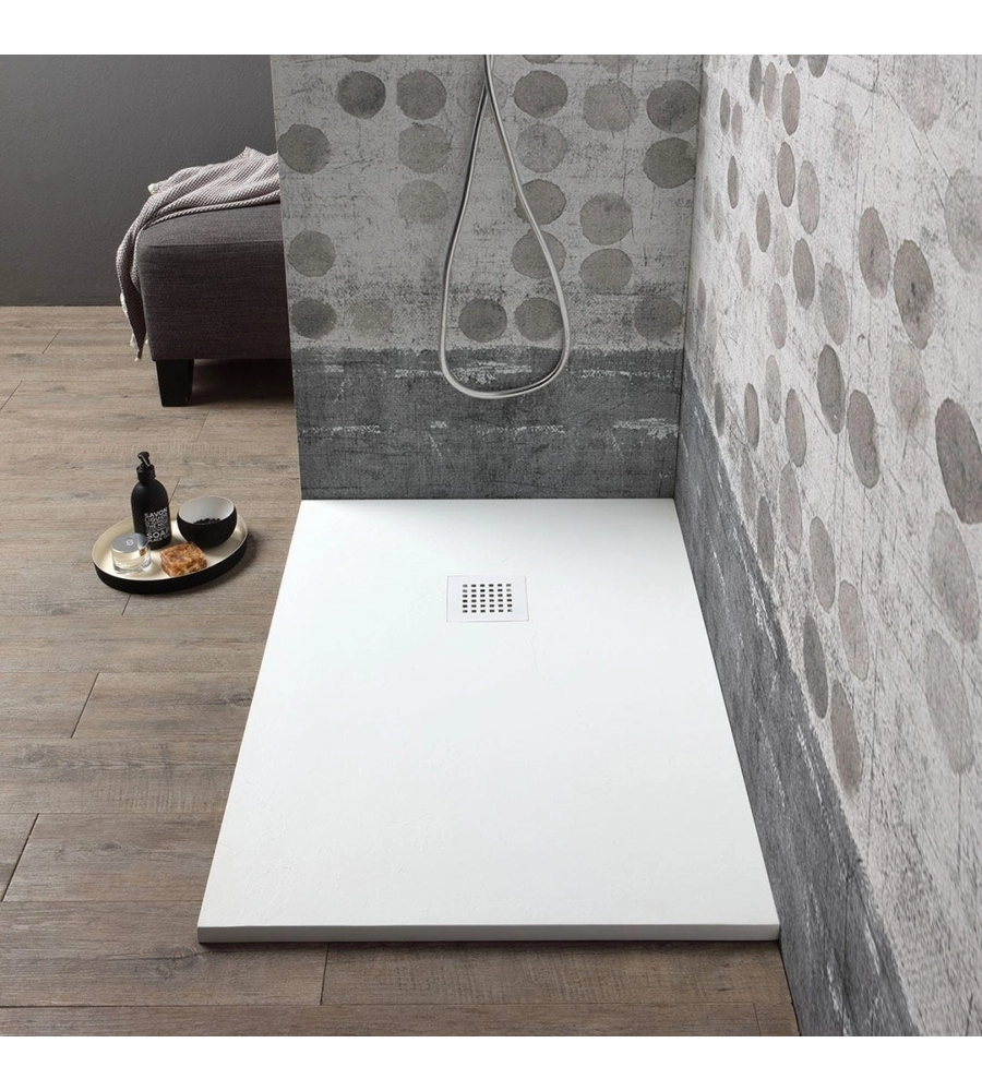 Piatto doccia quadrato in resina bianco opaco 70x90 cm