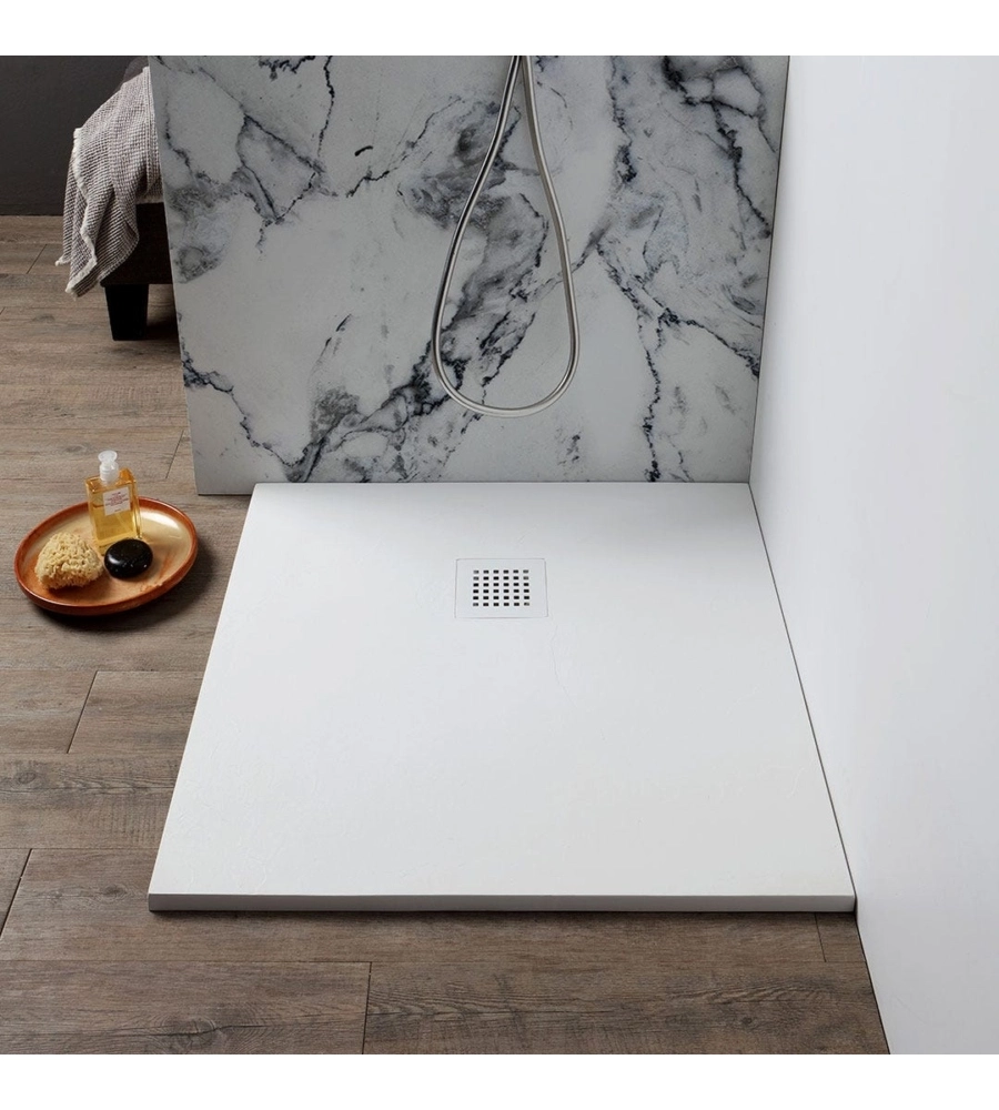 Piatto doccia quadrato in resina bianco opaco 70x70 cm