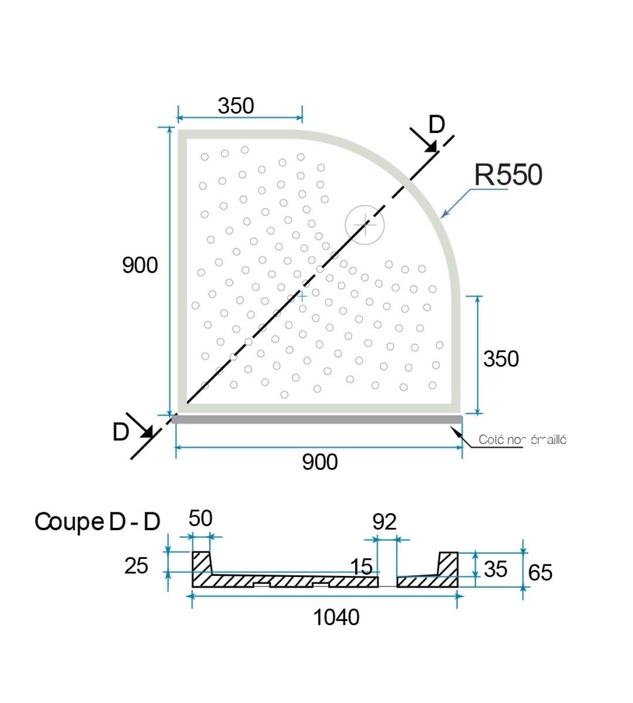 Piatto doccia semicircolare in ceramica bianco 90 cm