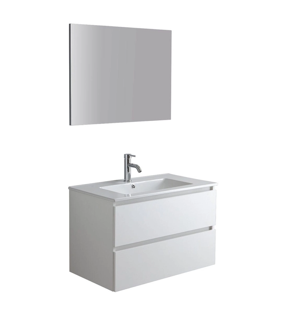 Mobile bagno sospeso "Capri" 2 cassetti bianco 80 cm