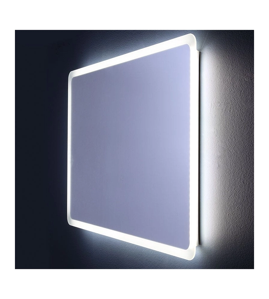 Specchiera quadrata stondata con led integrati 60x60 cm