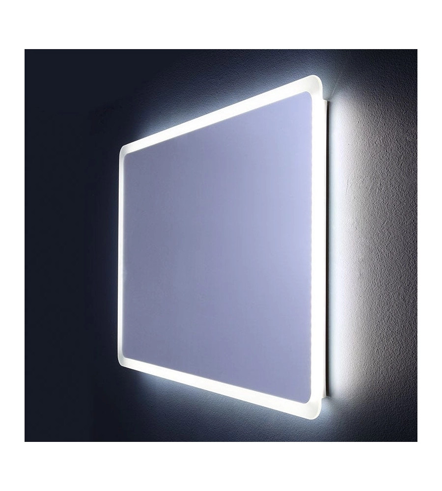 Specchiera rettangolare stondata con led integrati 60x90 cm