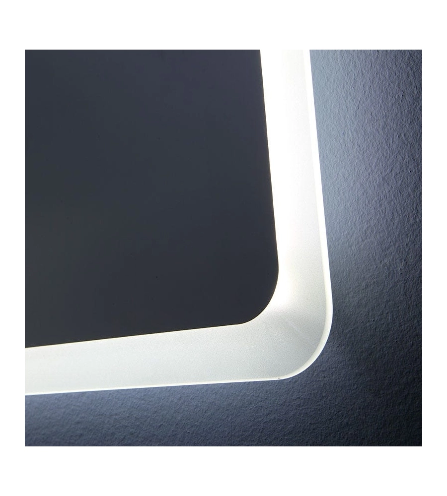 Specchiera rettangolare stondata con led integrati 120x60 cm