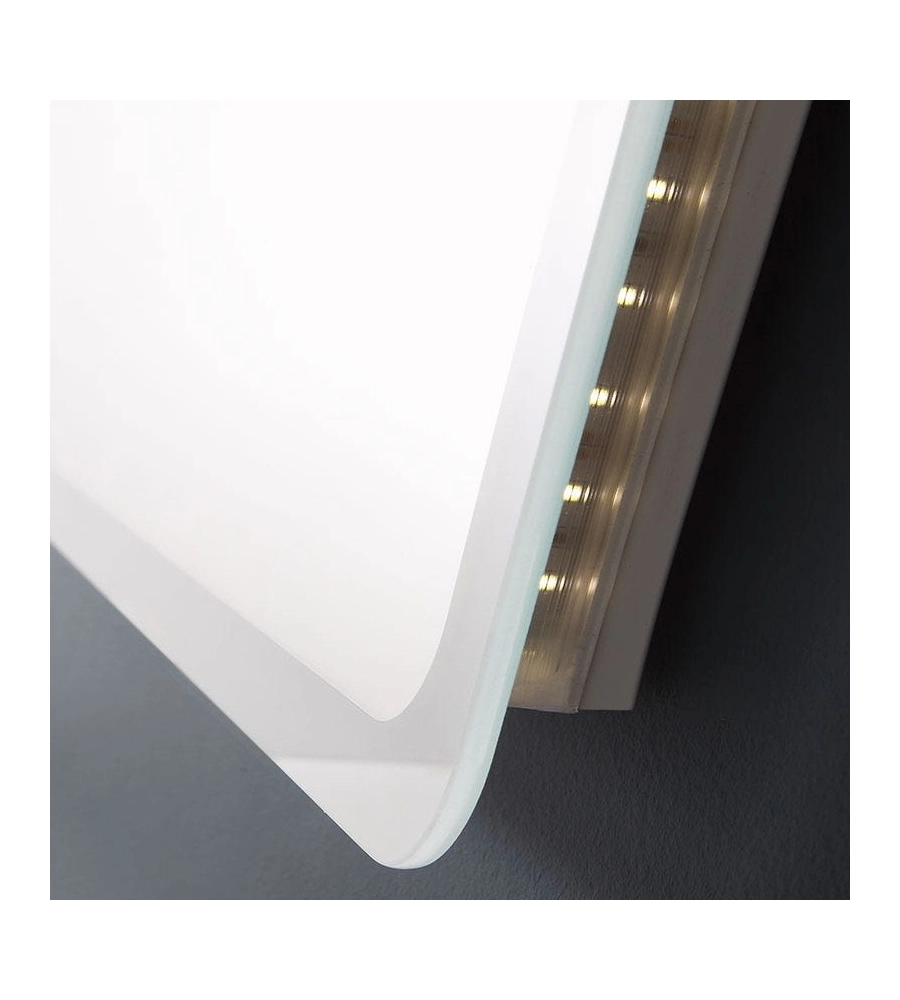 Specchiera rettangolare stondata con led integrati 120x60 cm
