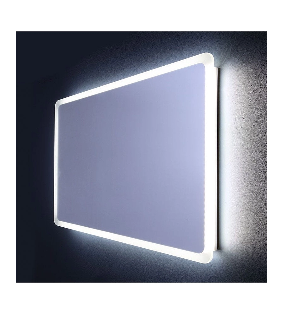 Specchiera rettangolare stondata con led integrati 120x60 cm