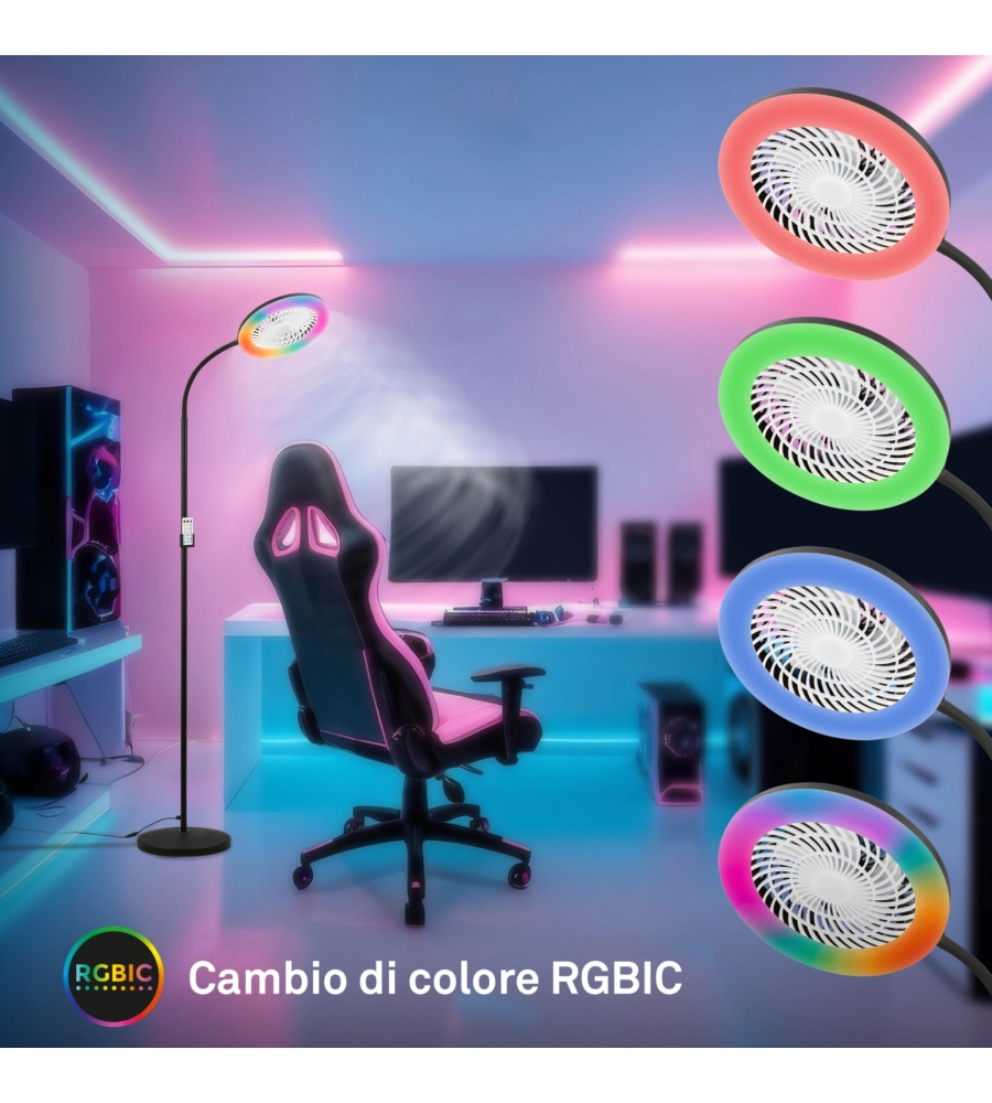 Piantana led RBG con ventilatore "Windy" 6500K 1380lm 13,8W