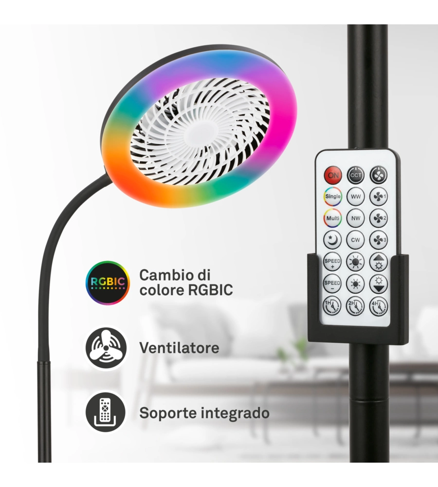Piantana led RBG con ventilatore "Windy" 6500K 1380lm 13,8W