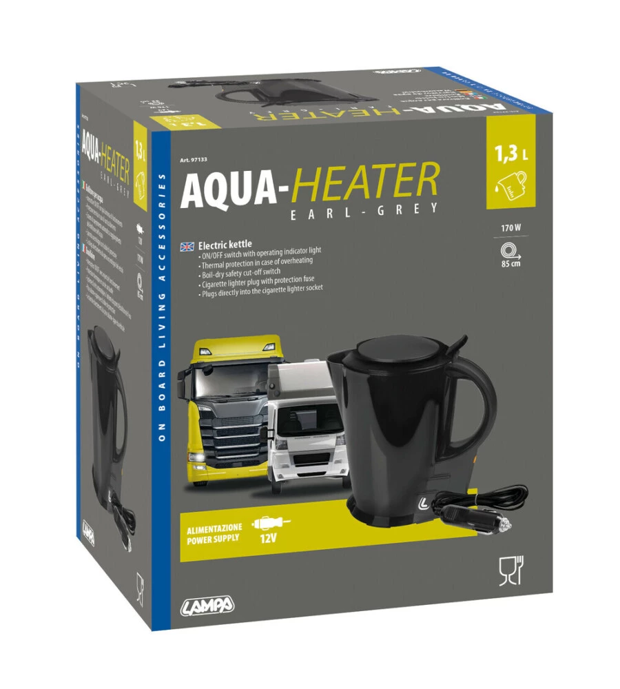 Bollitore per auto Lampa "Aqua-Heater Earl Grey" nero 1,3 lt 170W