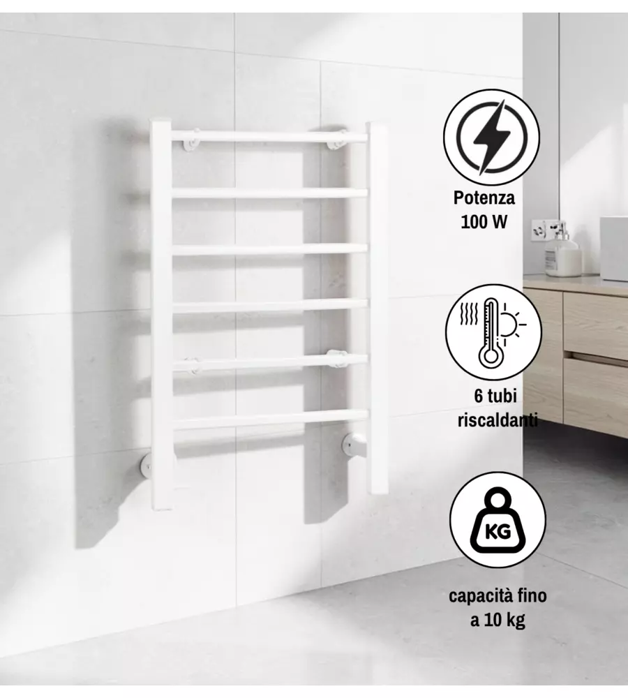 Scaldasalviette elettrico Ignip "2 in 1" bianco 100 W