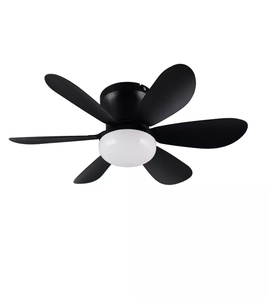 Plafoniera led con ventilatore "Lund" nero 6 pale 52 cm
