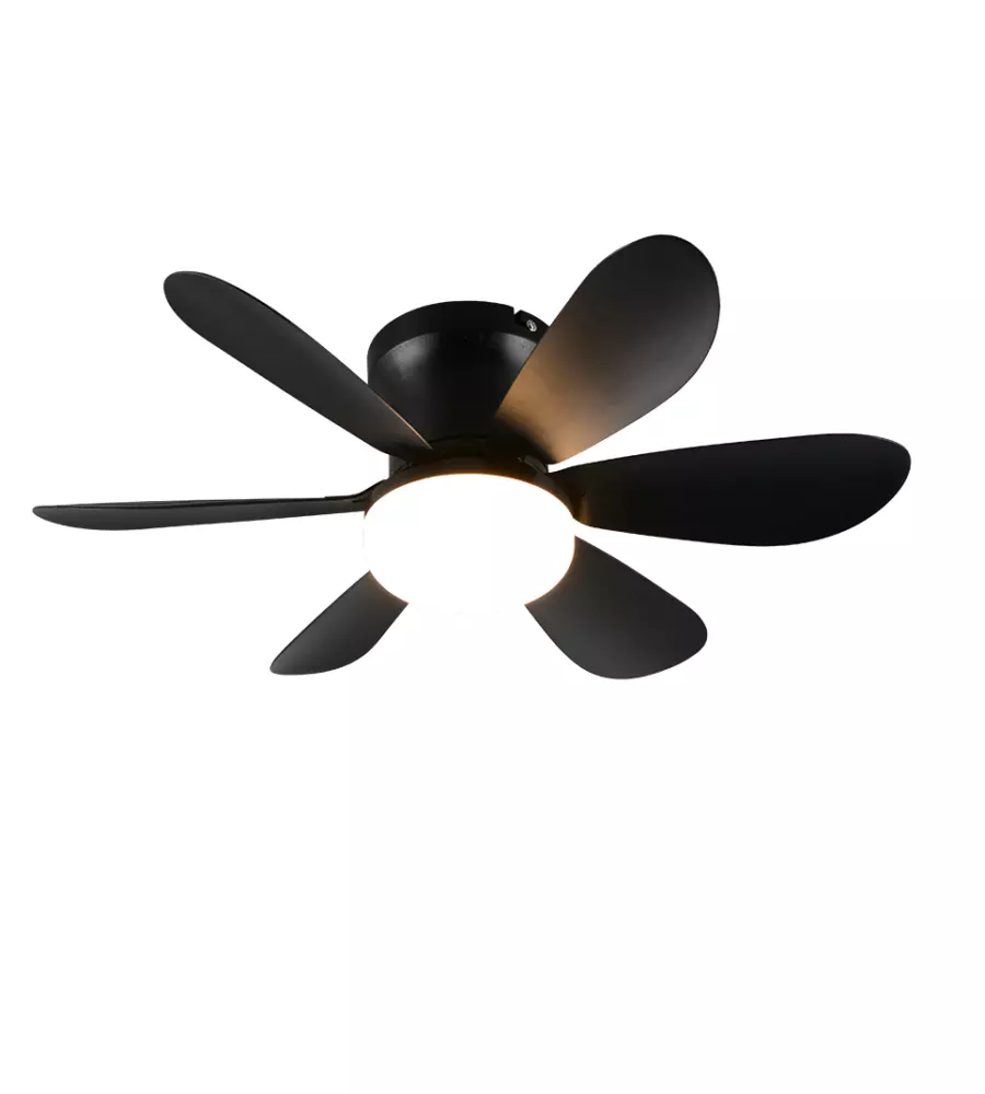 Plafoniera led con ventilatore "Lund" nero 6 pale 52 cm