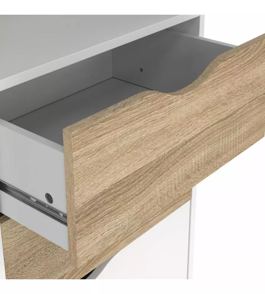 Vetrina 2 cassetti e 1 anta "Oslo" bianco e quercia 50,2x39,1x171,3 cm