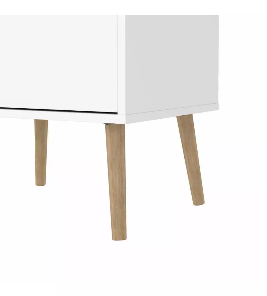 Vetrina 2 cassetti e 1 anta "Oslo" bianco e quercia 50,2x39,1x171,3 cm