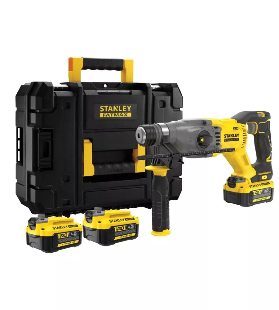 Kit valigetta martello tassellatore Stanley Fatmax "SFMCH900M22-QW" caricabatterie e 2 batterie 18V 4Ah