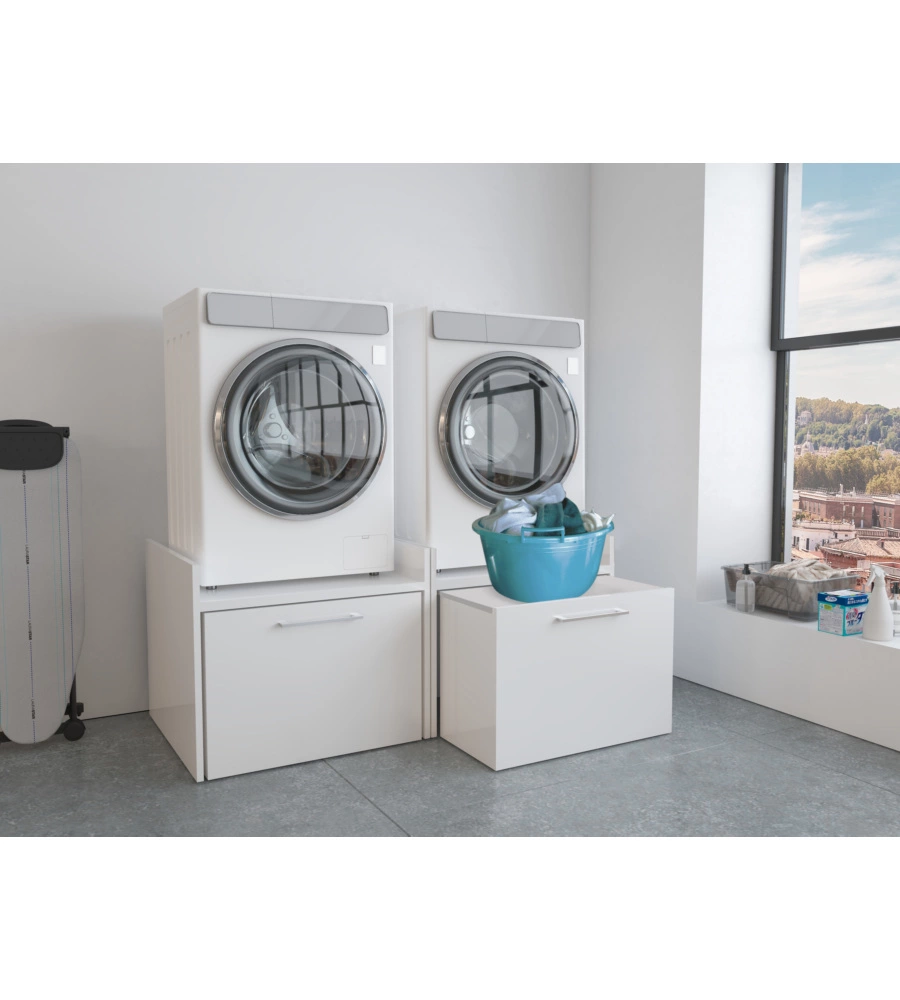 Mobile alza lavatrice con cassetto estraibile "Komodo" bianco 69x65x59 cm