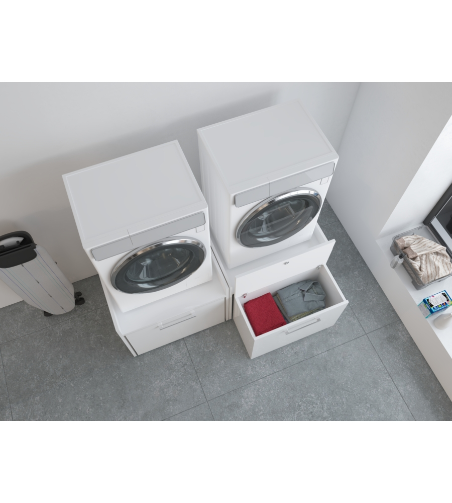 Mobile alza lavatrice con cassetto estraibile "Komodo" bianco 69x65x59 cm