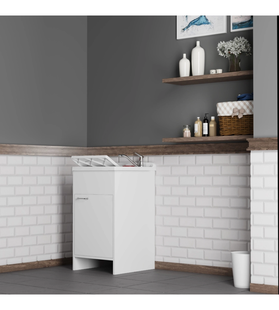 Lavatoio con vasca in polipropilene "Garden" bianco 45x50x85 cm