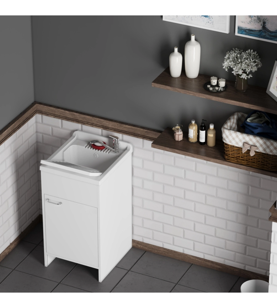 Lavatoio con vasca in polipropilene "Garden" bianco 45x50x85 cm