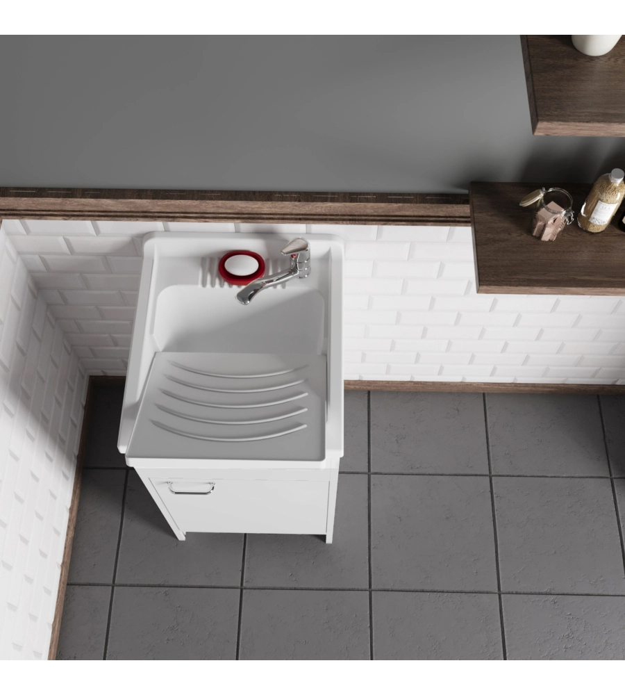 Lavatoio con vasca in polipropilene "Garden" bianco 45x50x85 cm