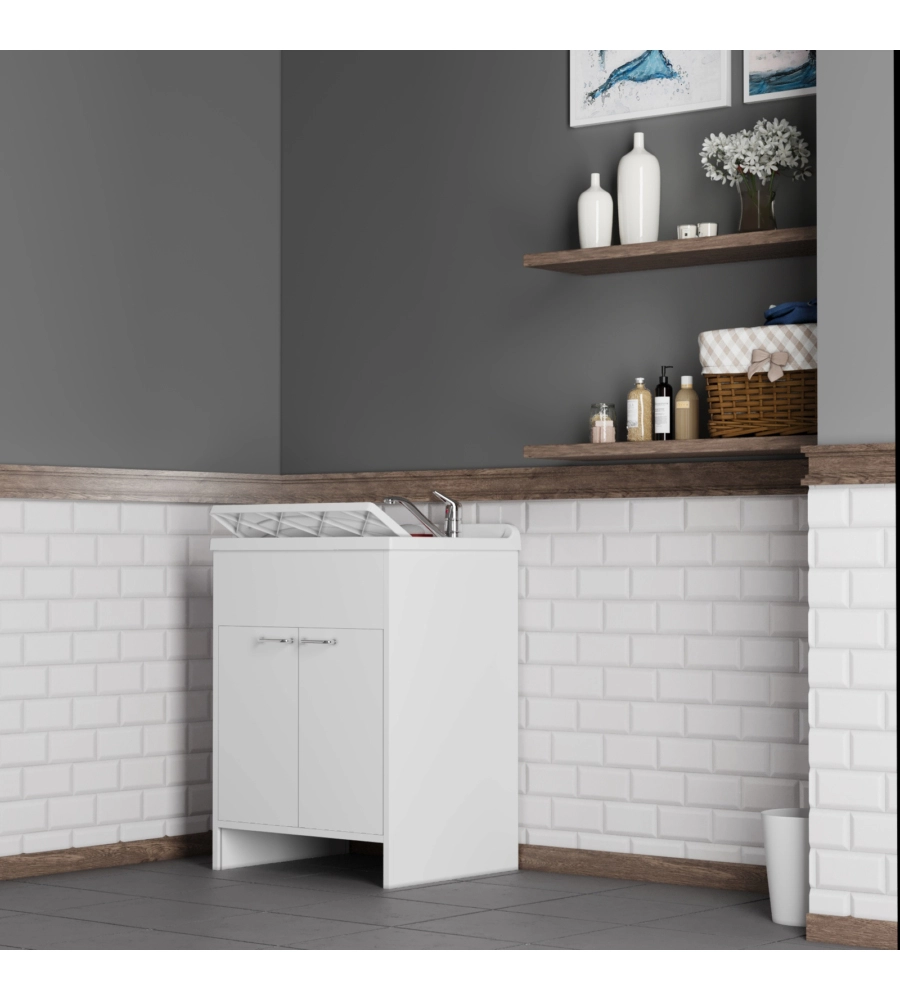 Lavatoio con vasca in polipropilene "Garden" bianco 60x50x85 cm