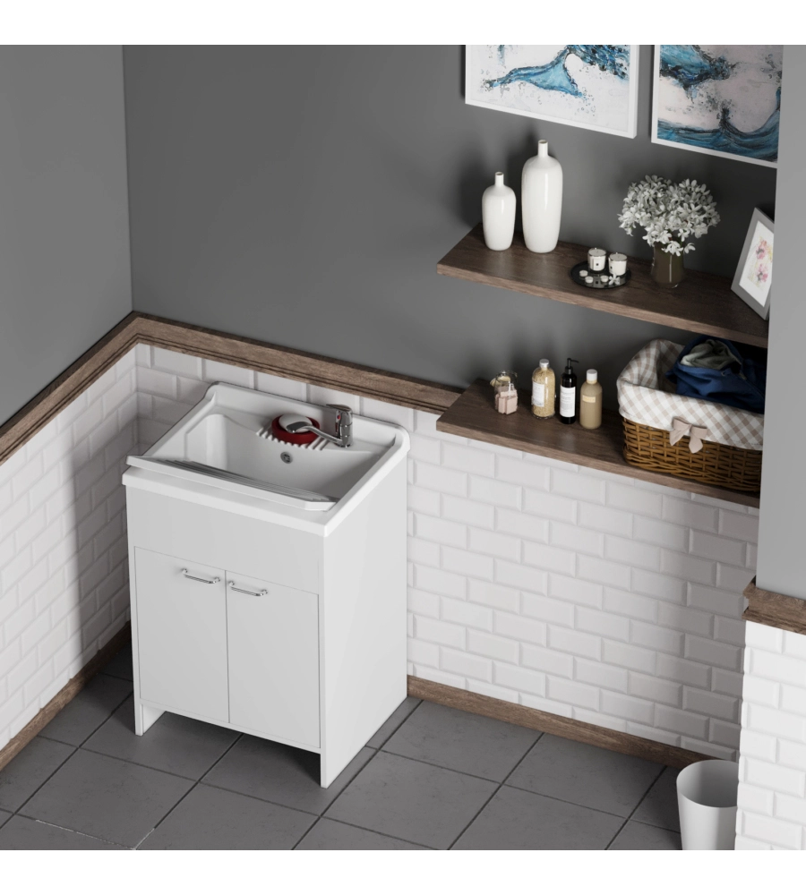 Lavatoio con vasca in polipropilene "Garden" bianco 60x50x85 cm