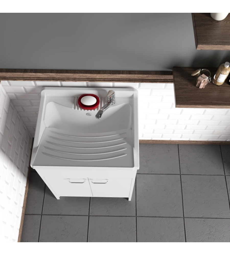 Lavatoio con vasca in polipropilene "Garden" bianco 60x50x85 cm