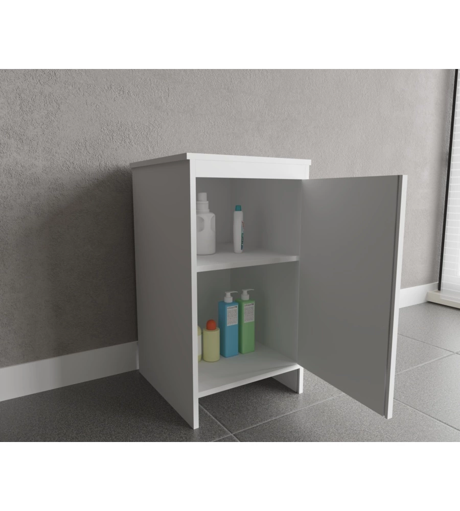 Mobile lavanderia 1 anta e 2 ripiani "Garden" bianco 46,5x49x84 cm