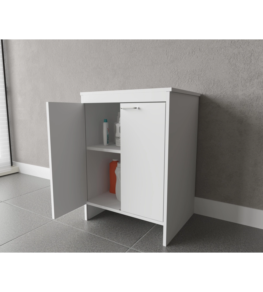Mobile lavanderia 2ante e 2 ripiani "Garden" bianco 60x49x84 cm