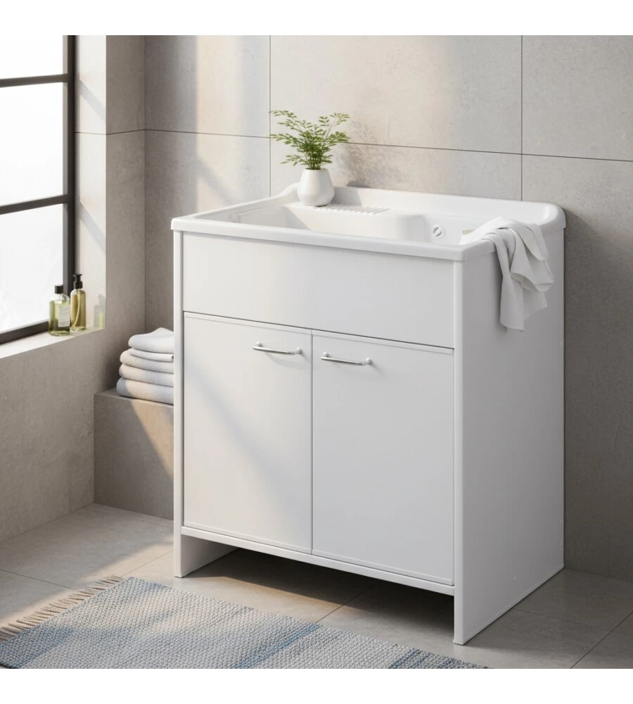 Lavatoio con vasca in polipropilene "Garden" bianco 80x50x85 cm