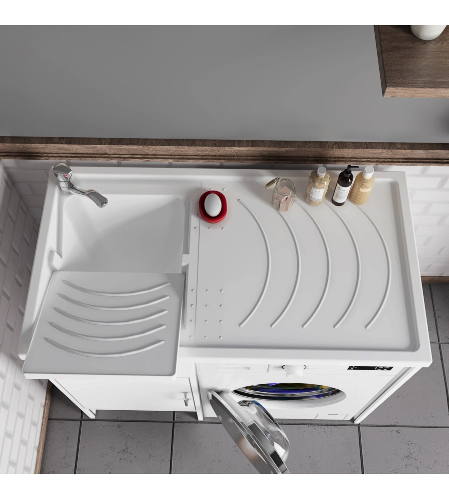 Lavatoio coprilavatrice con vasca reversibile "Garden" bianco 109x60x89 cm