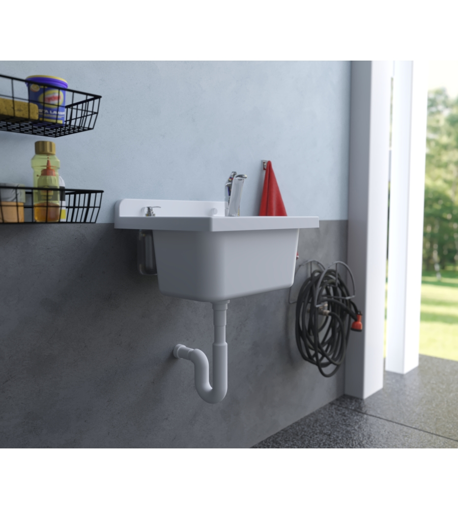 Lavello a muro "Pilozzo Mini" in polipropilene bianco 42,5x34x20 cm