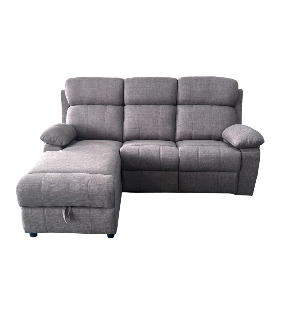 Divano angolare BellaHome "Ketty" in tessuto marrone con penisola a sinistra 197x174/93,5x95 cm