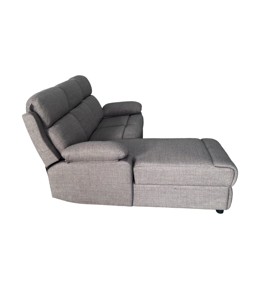 Divano angolare BellaHome "Ketty" in tessuto marrone con penisola a sinistra 197x174/93,5x95 cm