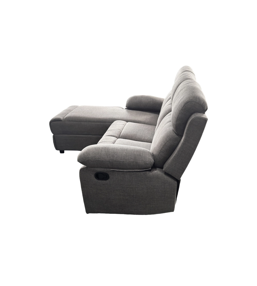 Divano angolare BellaHome "Ketty" in tessuto marrone con penisola a sinistra 197x174/93,5x95 cm