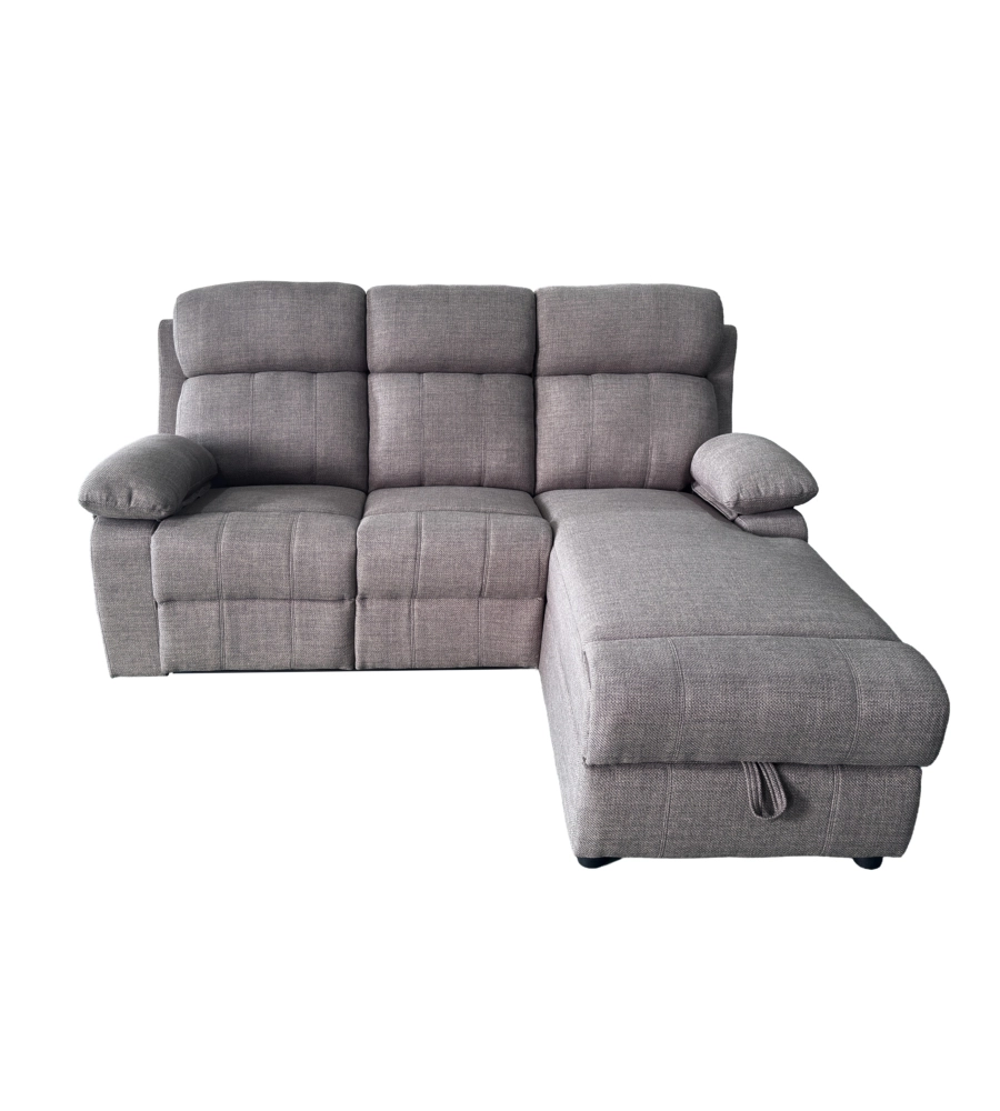 Divano angolare BellaHome "Ketty" in tessuto marrone con penisola a destra 197x174/93,5x95 cm