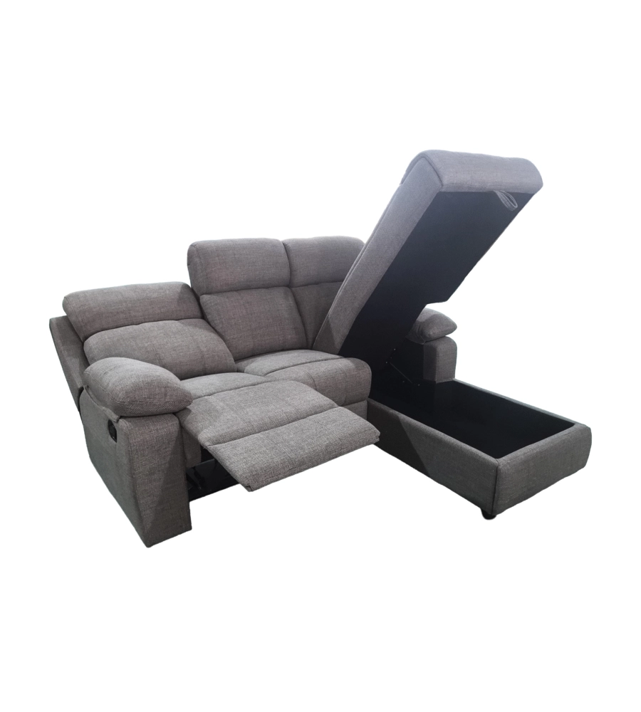 Divano angolare BellaHome "Ketty" in tessuto marrone con penisola a destra 197x174/93,5x95 cm