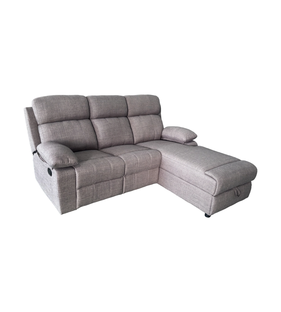 Divano angolare BellaHome "Ketty" in tessuto marrone con penisola a destra 197x174/93,5x95 cm