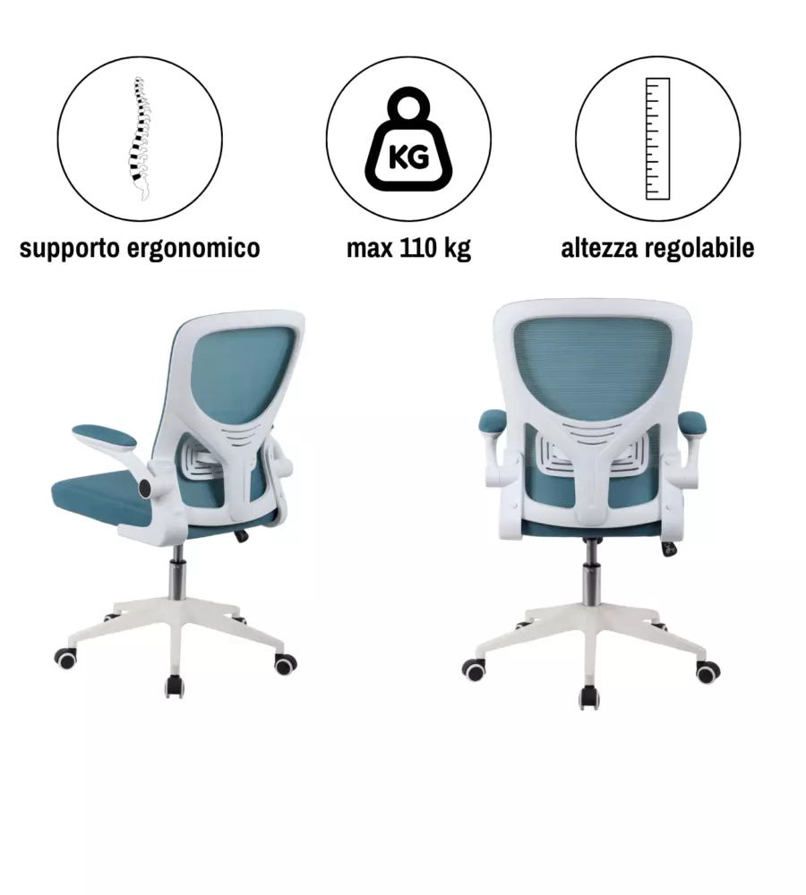 Sedia da ufficio Bellahome ottanio 60x61x98-108 cm
