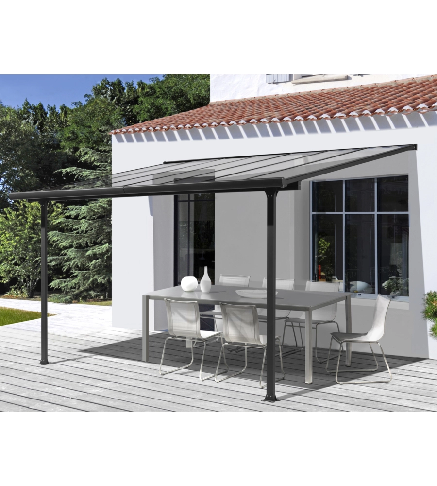 Pergola addossata da esterno Habrita in alluminio 300x307x299 cm
