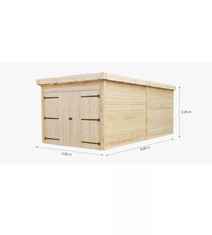 Garage in legno Habrita "Sicilia" in abete 304x610x229 cm