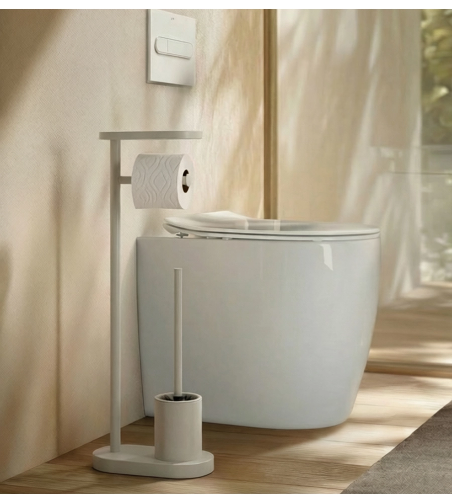 Piantana portarotolo e scopino wc Gedy "Elios" in metallo bianco matt